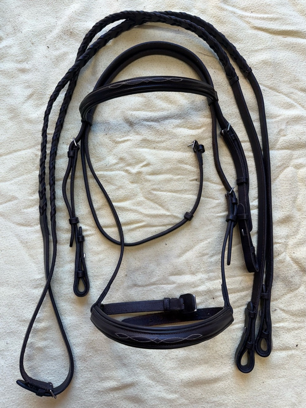 Fancy stitch cob bridle with reins